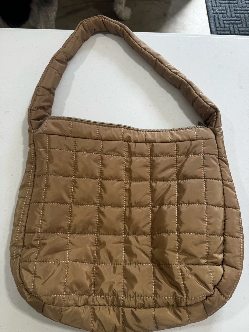 Quilted Tan Shoulder Bag - Picture 2 of 5